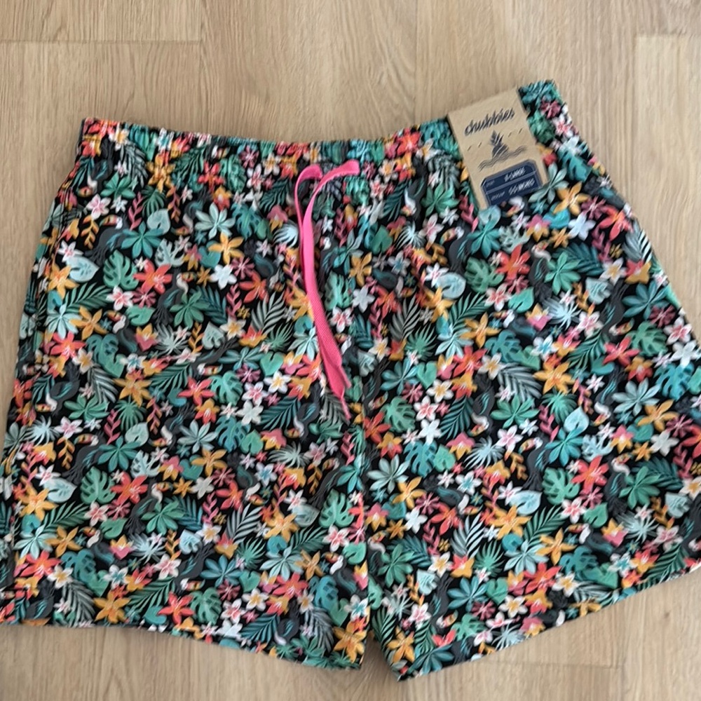 Chubbies Pink and Green Athletic Shorts Vibrant and Comfortable